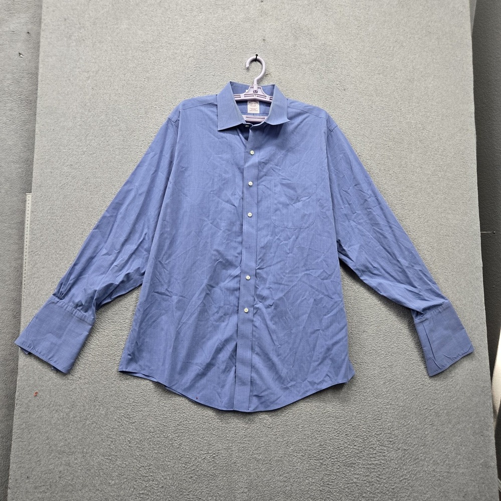 Brooks Brothers Men Button Up Shirt 16 1/2 - 34 Blue Dress Shirt OCBD Oxford